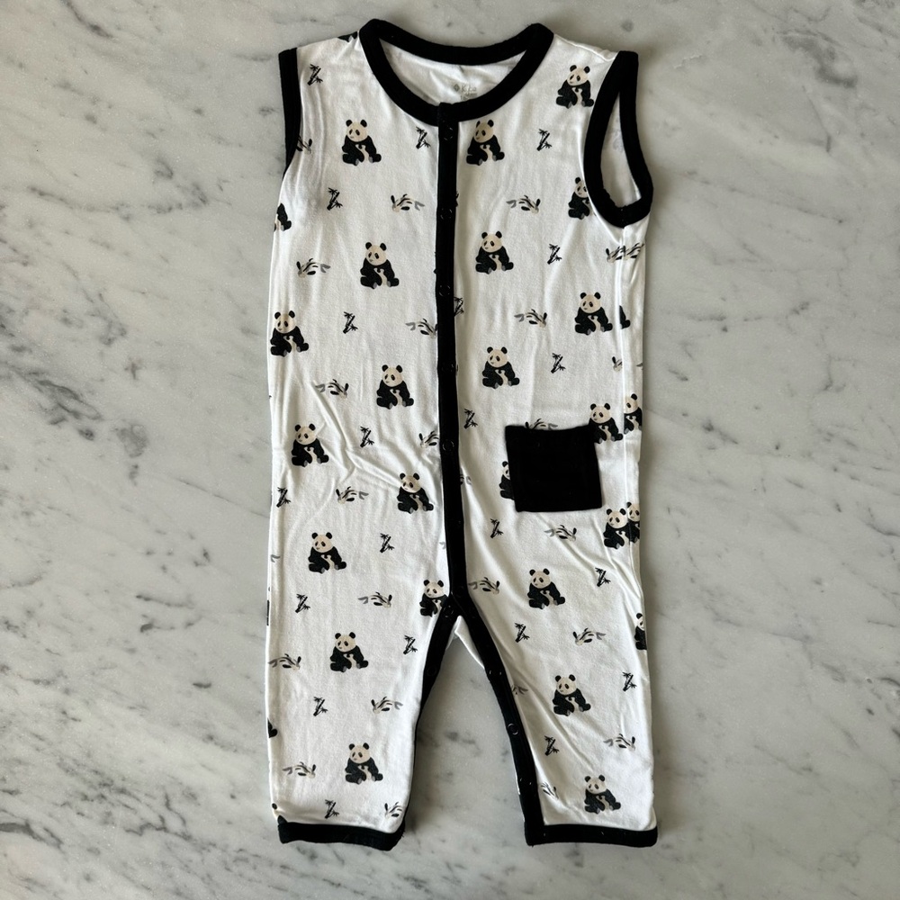 Kyte Baby Zen 18-24M Panda B&W Koi Bamboo print Sleeveless Romper Buttery Soft
